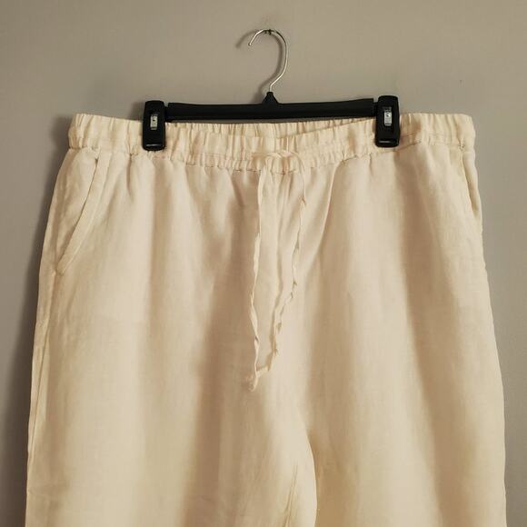 Charter Club White 100% Linen Wide Leg Drawstring Pants XL - Picture 3 of 7